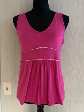 y2k daisy fuentes pink sequin babydoll tank 💖 ruched shimmer top
